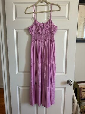 Wayf Lavender/Pink Wisteria Tiered Midi Sundress
